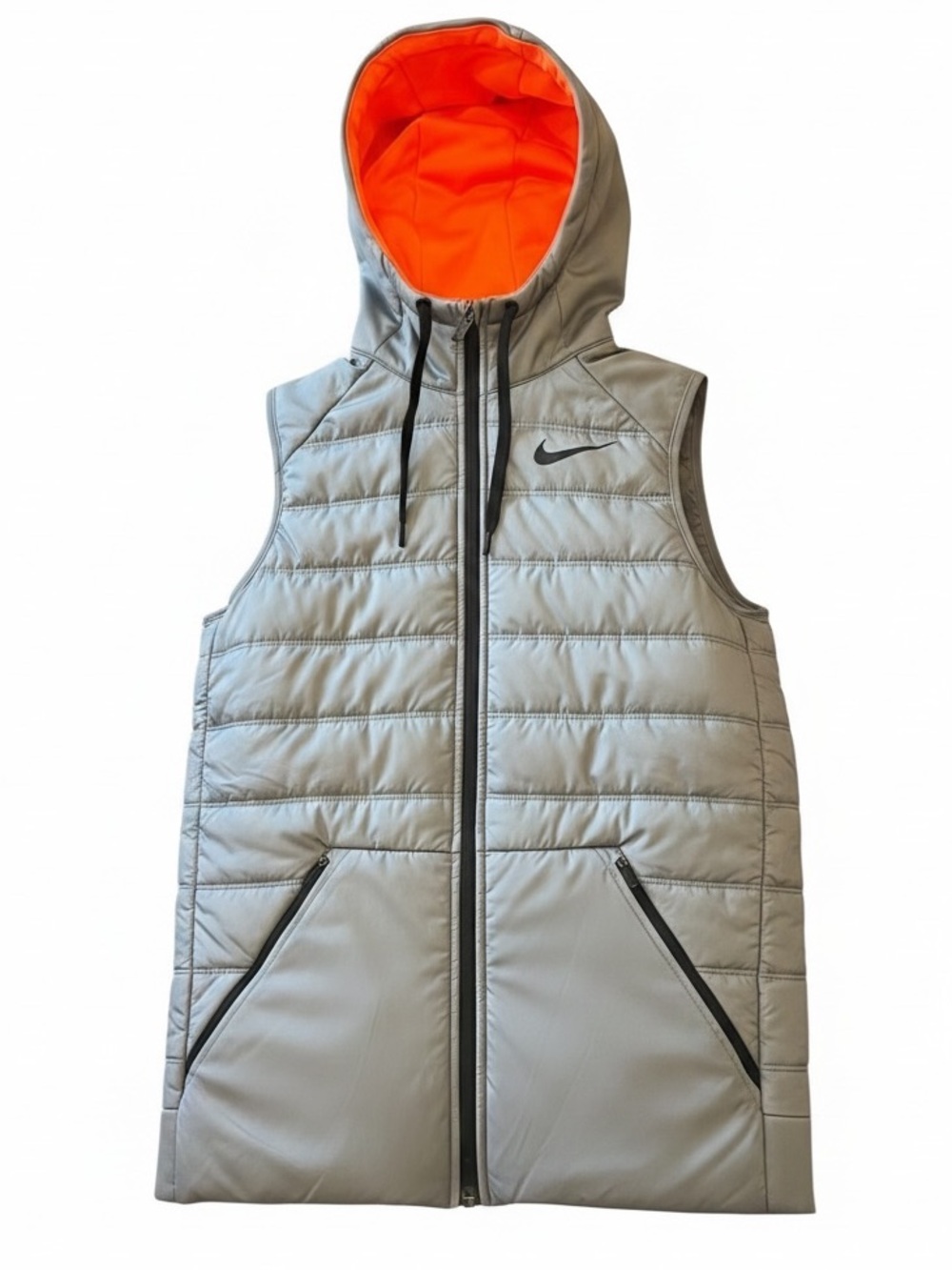 Nike Dri-FIT Hooded Vest in Gray and Bright Orange
